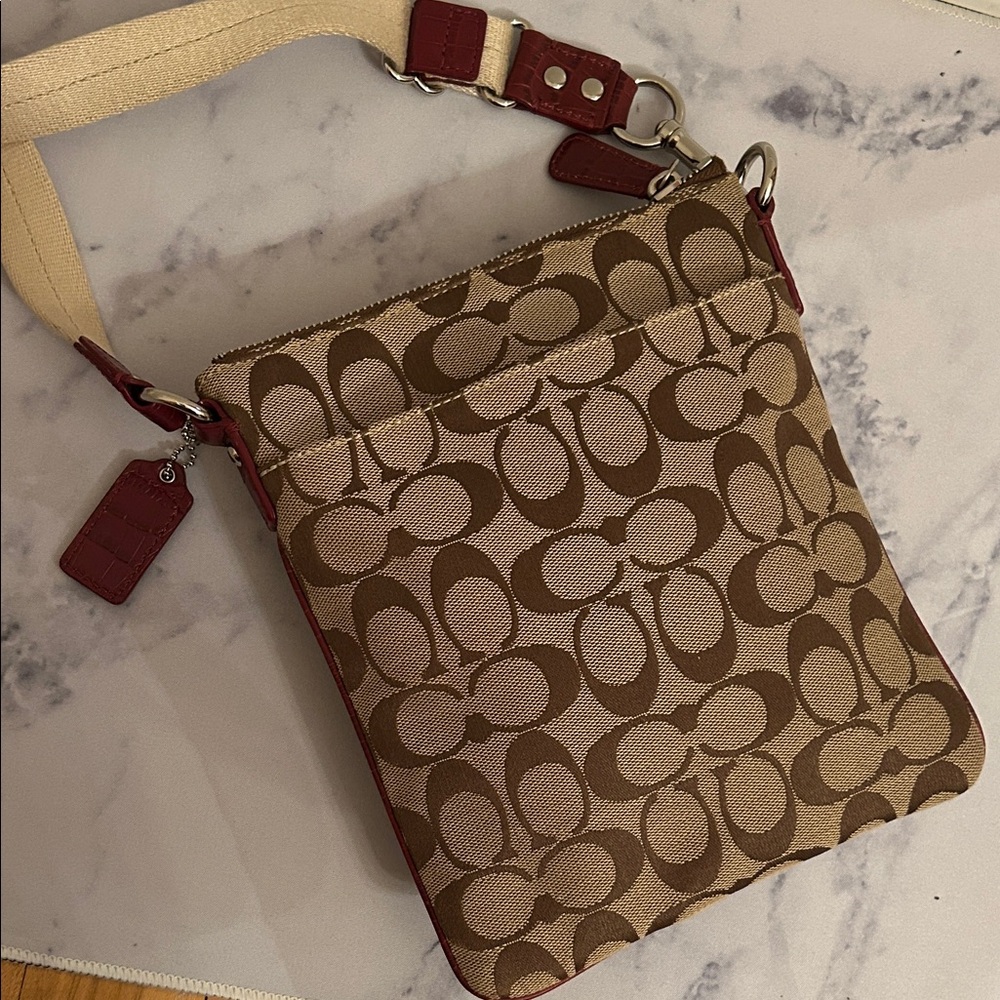Coach Red and Brown Crocodile Crossbody Bag - Picture 5 of 10